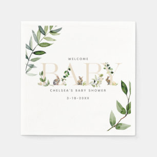 Serviette En Papier Lapin de Pâques lapin Eucalyptus Baby shower neutr