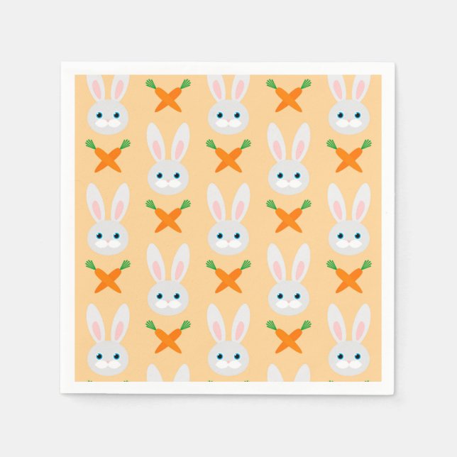 Serviette En Papier Lapin de Pâques lapin moderne Carottes Motif (Devant)