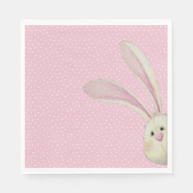 Serviette En Papier Lapin de Pâques sur les Pois (Devant)