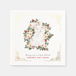 Serviette En Papier Lapin Floral d'Hiver Serviettes pour Baby Shower