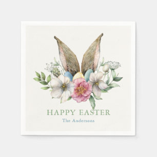 Serviette En Papier Lapin Floral Ear Pâques