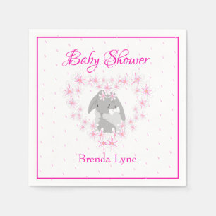Serviette En Papier Lapin Lapin Personnalisé Fille Baby shower rose