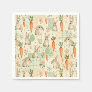 Serviette En Papier Lapin Mignon & Motif Cottage Carotte (1)