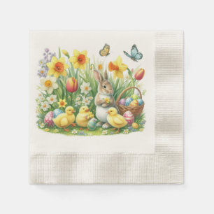 Serviette En Papier lapin/poulet de printemps classique/Vintage