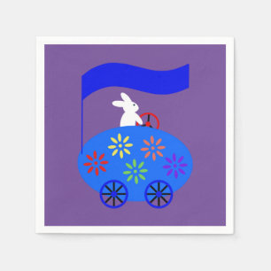 Serviette En Papier Lapin Riding Oeuf Voiture #1 Napkins