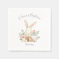 Lapin Rose Blush Rabbit Girl Baby Baptême serviett