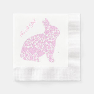Serviette En Papier Lapin rose c'est une fille
