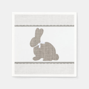 Serviette En Papier Lapin rustique en toile de jute grise blanche pour