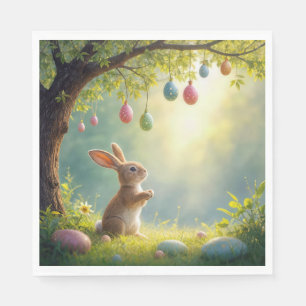 Serviette En Papier Lapin sous l'Oeuf de Pâques