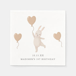 Serviette En Papier Lapin sucré avec ballon de coeur 1er fête d'annive