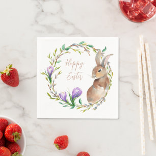 Serviette En Papier Lapin vintage Floral Fleur de courge de Pâques Lap