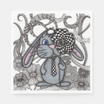 Lapin Zentangle Fantaisiste avec Cravate à Carreau