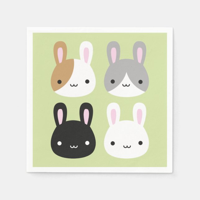 Serviette En Papier Lapins de Kawaii Bunny (Devant)