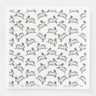 Serviette En Papier Lapins de lapin noir et blanc