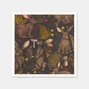 Serviette En Papier Lapins et flore boisée Napkins