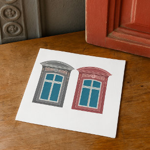 Serviette En Papier L'Art Architectural Ornate De Fenêtre Européenne