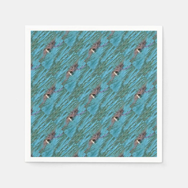 Serviette En Papier L'art de la faune de la tortue de mer Loggerhead (Devant)