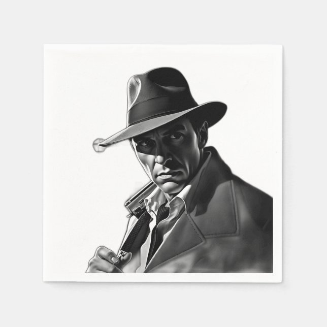 Serviette En Papier L'Art Noir Inspecteur À La Boite Dure (Devant)
