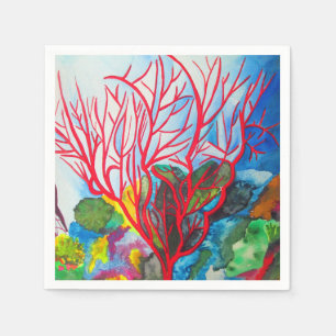 Serviette En Papier L'art océanique de Red Coral Reef
