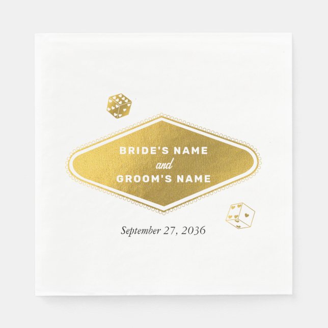 Serviette En Papier Las Vegas Casino Destination Wedding Gold (Devant)