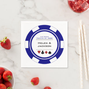 Serviette En Papier Las Vegas Mariage Navy Blue White Poker Chip