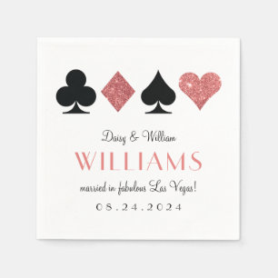 Serviette En Papier Las Vegas Mariage rose et noir Cocktail Napkin