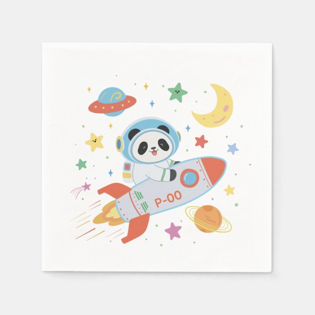 Serviette En Papier l'astronaute bleu et orange Panda (Devant)