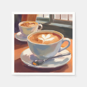 Serviette En Papier Latte du matin Peinture aquarelle de café