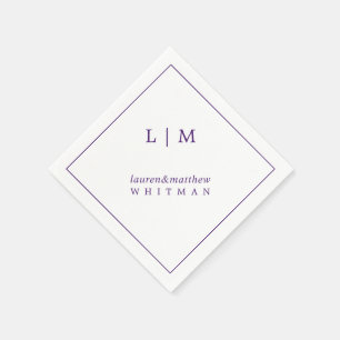 Serviette En Papier Lauren Purple Monogramme Mariage élégant