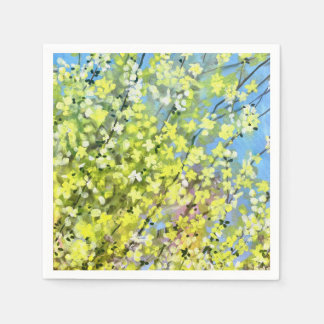 Serviette En Papier Lauren RosenbergBlooming Forsythia Cocktail Napkin