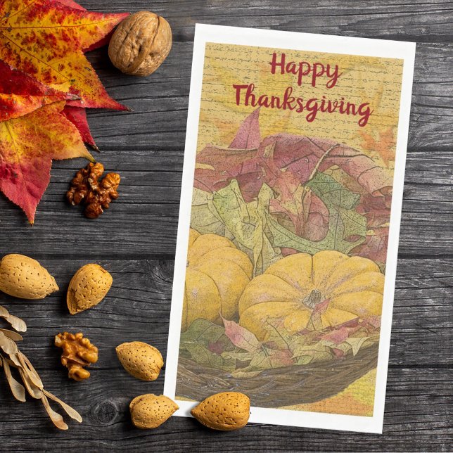 Serviette En Papier L'Automne De Thanksgiving Rustique Laisse Gourds P (Créateur téléchargé)