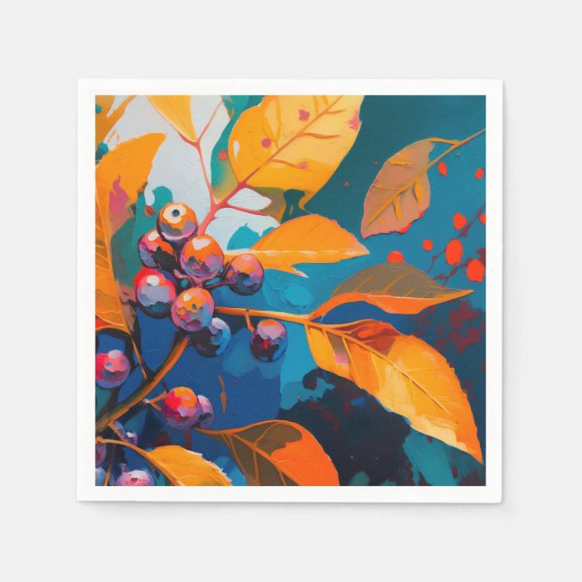 Serviette En Papier L'automne laisse de l'huile peinte. feuillage d'au (Devant)