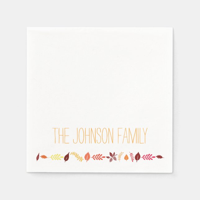 Serviette En Papier L'automne quitte Thanksgiving Papier Naples (Devant)