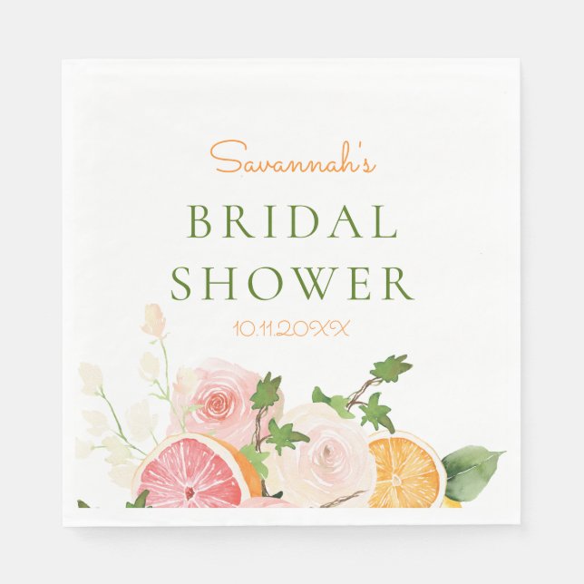 Serviette En Papier Lavage de mariage floral agrumes (Devant)