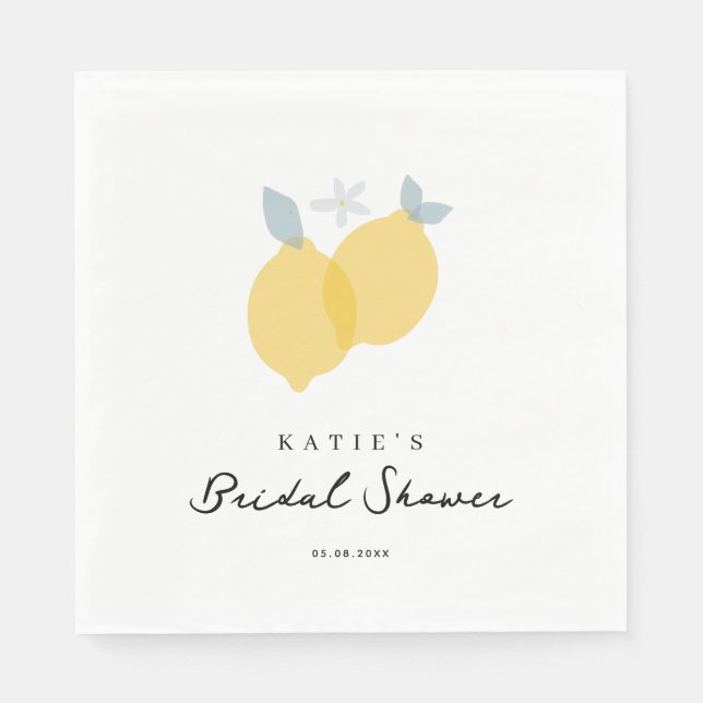 Serviette En Papier Lavage de mariage moderne aux citrons pastel citri (Devant)