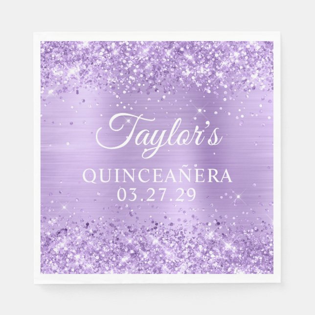 Serviette En Papier Lavande de lavande à huile Quinceanera (Devant)