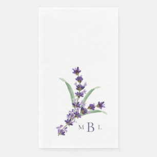 Serviette En Papier Lavande Élégant Mariage de monogramme de feuillage