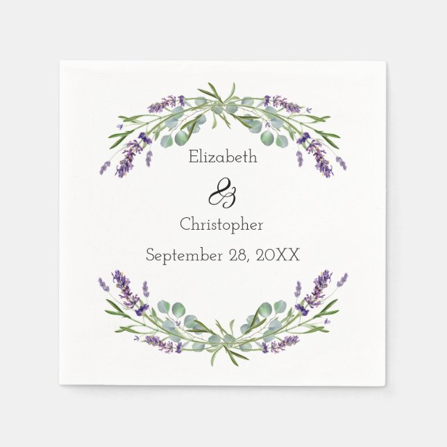 Serviette En Papier Lavande Eucalyptus Mariage végétal (Devant)
