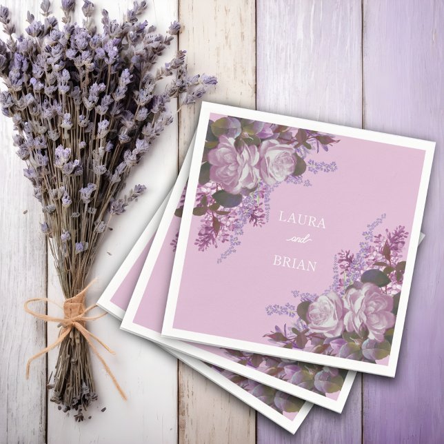 Serviette En Papier Lavande, Lilacs et Roses, Mariage (Créateur téléchargé)