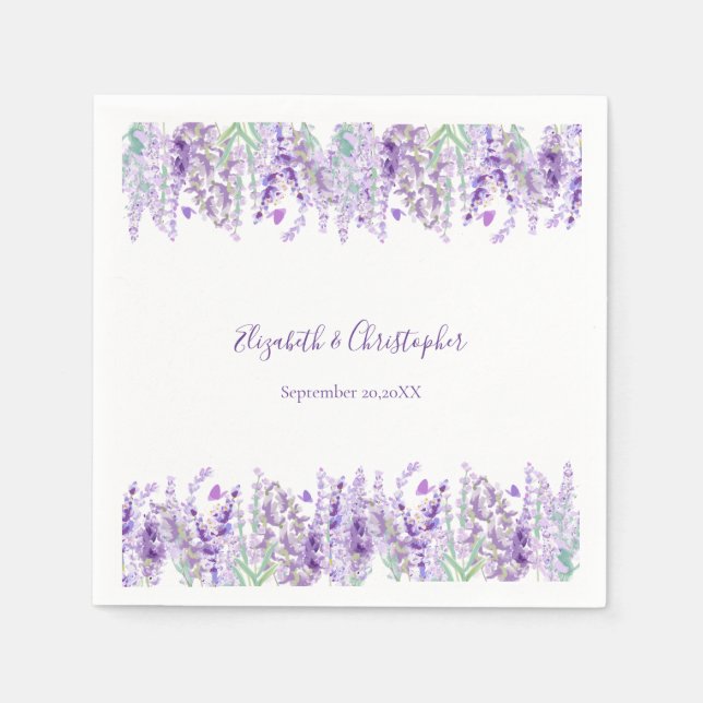 Serviette En Papier Lavande Mariage de verdure végétale florale (Devant)