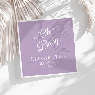 Serviette En Papier Lavande moderne minimaliste Baby shower "Oh Baby"