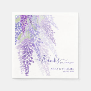 Serviette En Papier Lavande Purple Aquarelle Wisteria Blooms Mariage