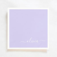 Lavande Purple Girl Script Monogramme Nom Moderne