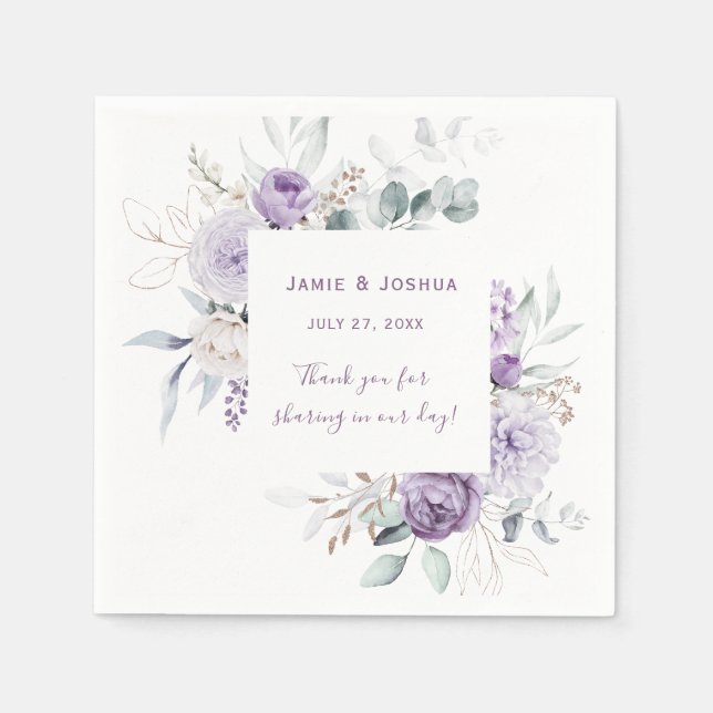 Serviette En Papier Lavande violet Peony blanc Rose Mariage Napkin (Devant)