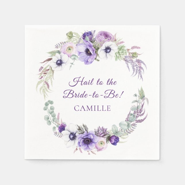 Serviette En Papier Lavande violette blanc Fête des mariées de couronn (Devant)