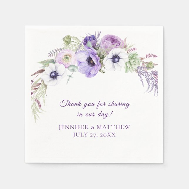 Serviette En Papier Lavande violette blanc Mariage de couronne de fleu (Devant)