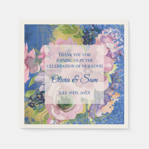 Serviette En Papier Lavender Blues Aquarelle Floral Parties scintillan