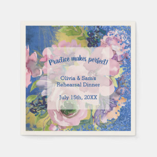 Serviette En Papier Lavender Blues Aquarelle Florale Dîner de répétiti