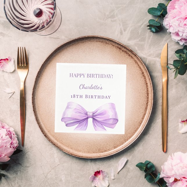 Serviette En Papier Lavender bow birthday party (Créateur téléchargé)