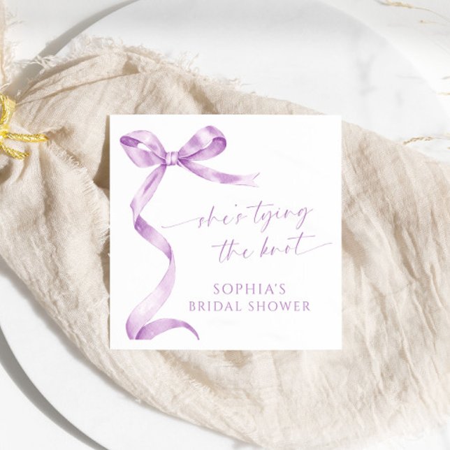 Serviette En Papier Lavender Bow Elle Attache La Fête des mariées De N (Créateur téléchargé)